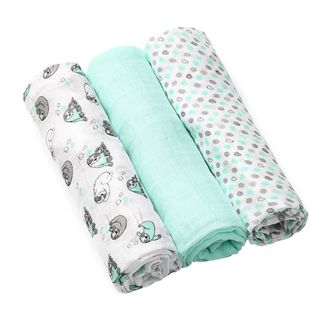 BabyOno Natural Bamboo, naturalne pieluszki bambusowe, 70 x 70 cm, miętowe, 3 sztuki - zdjęcie produktu