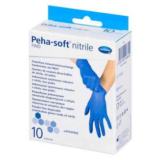 Peha-soft nitrile fino, rękawice nitrylowe, niejałowe, niepudrowane, niebieskie, rozmiar S, 10 sztuk - zdjęcie produktu