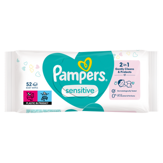 Pampers Sensitive, chusteczki nawilżane, 52 sztuki - zdjęcie produktu