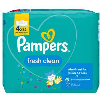 Pampers Fresh Clean, chusteczki nawilżane, 4 x 52 sztuki - zdjęcie produktu