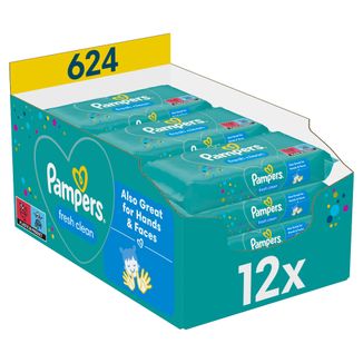 Pampers Fresh Clean, chusteczki nawilżane, 12 x 52 sztuki - zdjęcie produktu