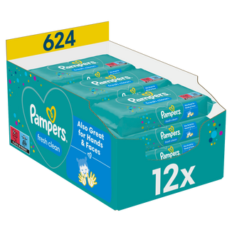Pampers Fresh Clean, chusteczki nawilżane, 12 x 52 sztuki - zdjęcie produktu