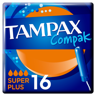 Tampax Compak, tampony higieniczne z aplikatorem, Super Plus, 16 sztuk - zdjęcie produktu