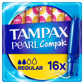 Tampax Compak Pearl, tampony higieniczne z aplikatorem, Regular, 16 sztuk - zdjęcie produktu