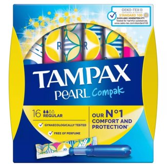 Tampax Compak Pearl, tampony higieniczne z aplikatorem, Regular, 16 sztuk - zdjęcie produktu