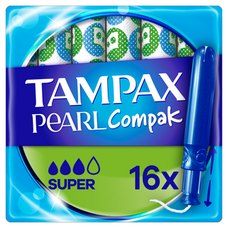 Tampax Compak Pearl, tampony higieniczne z aplikatorem, Super, 16 sztuk - zdjęcie produktu