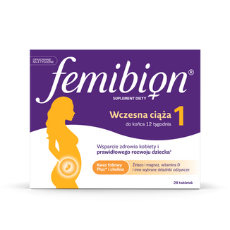 Femibion 1 Wczesna ciąża, do 12 tygodnia ciąży, 28 tabletek - zdjęcie produktu