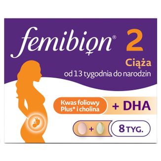 Femibion 2 Ciąża od 13 do 40 tygodnia, Kwas Foliowy Plus, 56 tabletek + 56 kapsułek USZKODZONE OPAKOWANIE - zdjęcie produktu