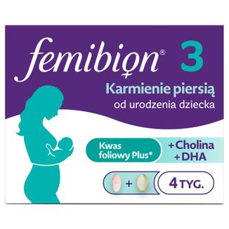 Femibion 3 Karmienie Piersią, Cholina, DHA, Kwas Foliowy Plus, 28 tabletek + 28 kapsułek USZKODZONE OPAKOWANIE - zdjęcie produktu