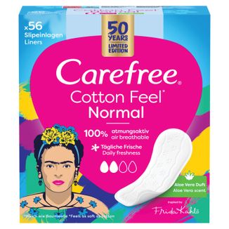 Carefree Cotton Feel Normal, wkładki higieniczne, aloes, 56 sztuk - zdjęcie produktu
