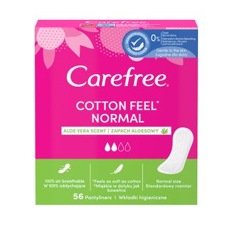 Wkładki higieniczne Carefree, normal cotton, aloe, 56 sztuk - zdjęcie produktu
