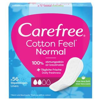 Wkładki higieniczne Carefree, normal cotton, aloe, 56 sztuk - zdjęcie produktu