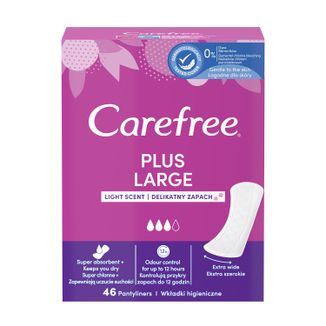 Wkładki higieniczne Carefree, plus large, light scent, 46 sztuk - zdjęcie produktu