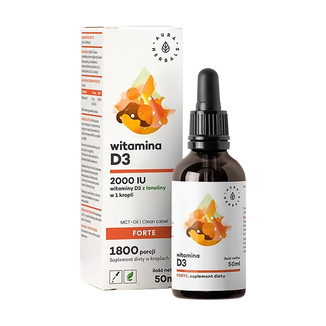 Aura Herbals Witamina D3 Forte 2000 IU, krople, 50 ml USZKODZONE OPAKOWANIE - zdjęcie produktu