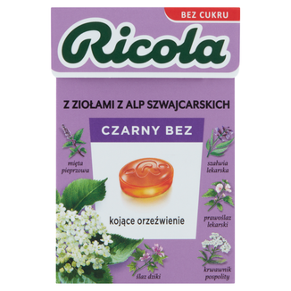 Ricola Czarny Bez, szwajcarskie cukierki ziołowe, bez cukru, 27,5 g - zdjęcie produktu