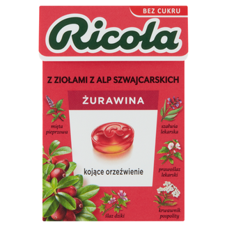 Ricola Żurawina, szwajcarskie cukierki ziołowe, żurawina, bez cukru, 27,5 g - zdjęcie produktu
