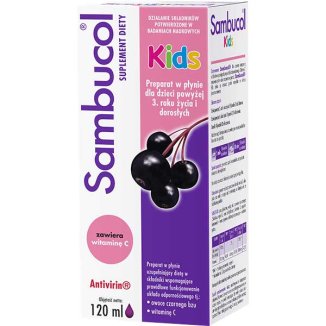 Sambucol Kids, płyn dla dzieci po 3 roku życia i dorosłych, 120 ml - zdjęcie produktu