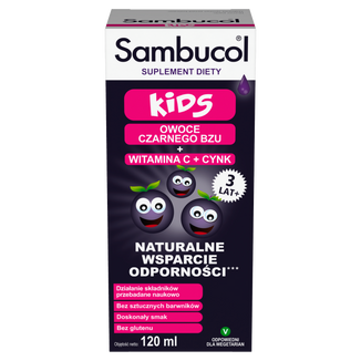 Sambucol Kids, płyn dla dzieci po 3 roku życia i dorosłych, 120 ml - zdjęcie produktu