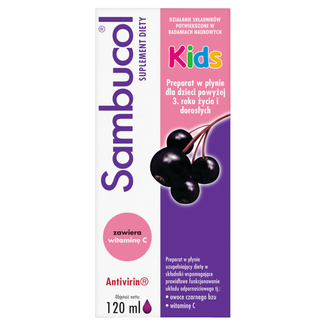 Sambucol Kids, płyn dla dzieci po 3 roku życia i dorosłych, 120 ml - zdjęcie produktu