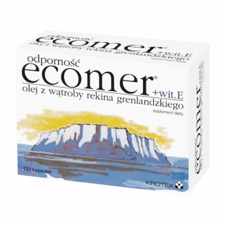 Ecomer Odporność + witamina E, olej z wątroby rekina grenlandzkiego, 120 kapsułek - zdjęcie produktu