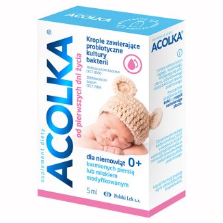 Acolka, krople dla niemowląt 0+ karmionych piersią lub mlekiem modyfikowanym, 5 ml - zdjęcie produktu