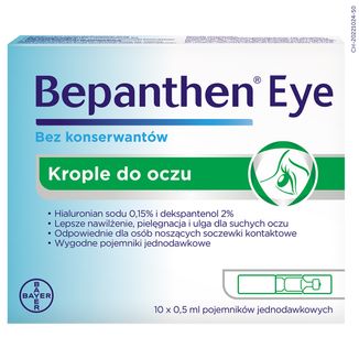 Bepanthen Eye, krople do oczu, 0,5 ml x 10 pojemników jednodawkowych - zdjęcie produktu