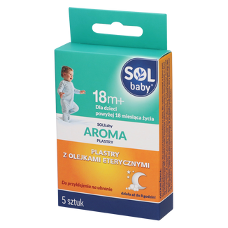 Solbaby Aroma, plastry z olejkami eterycznymi, dla dzieci po 18 miesiącu, 5 sztuk USZKODZONE OPAKOWANIE - zdjęcie produktu