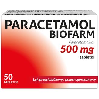 Paracetamol Biofarm 500 mg, 50 tabletek - zdjęcie produktu