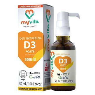 MyVita Naturalna D3 Forte, witamina D 2000 j.m., krople, 50 ml - zdjęcie produktu