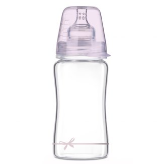 Lovi Diamond Glass, butelka szklana ze smoczkiem dynamicznym, Baby Shower, od 3 miesiąca, 250 ml - zdjęcie produktu