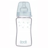 Lovi Diamond Glass, butelka szklana, antykolkowa ze smoczkiem o wolnym przepływie, Botanic, od 3 miesiąca, 250 ml - miniaturka zdjęcia produktu