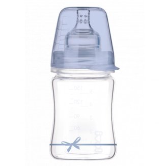 Lovi Diamond Glass, butelka szklana ze smoczkiem dynamicznym, mini, Baby Shower, Boy, od urodzenia, 150 ml - zdjęcie produktu