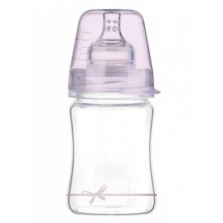 Lovi Diamond Glass, butelka szklana ze smoczkiem dynamicznym, mini, Baby Shower, Girl, od urodzenia, 150 ml - zdjęcie produktu