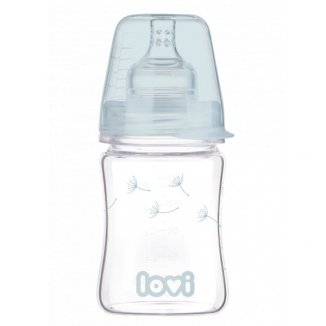 Lovi Diamond Glass, butelka szklana ze smoczkiem dynamicznym, mini, Botanic, od urodzenia, 150 ml - zdjęcie produktu