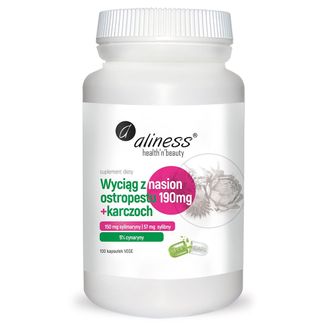 Aliness Wyciąg z nasion ostropestu 190 mg + karczoch, 100 kapsułek vege - zdjęcie produktu