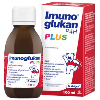 Imunoglukan P4H Plus, syrop dla dzieci powyżej 3 roku i dorosłych, 100 ml USZKODZONE OPAKOWANIE - zdjęcie produktu