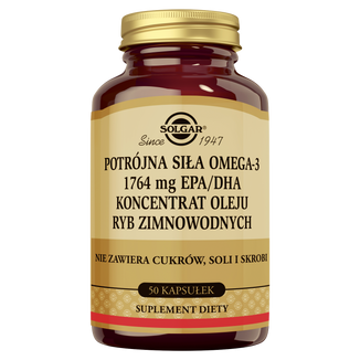 Solgar, Omega 3, Potrójna siła EPA/ DHA, 50 kapsułek - zdjęcie produktu