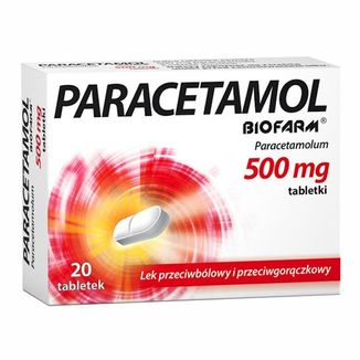 Paracetamol Biofarm 500 mg, 20 tabletek KRÓTKA DATA - zdjęcie produktu