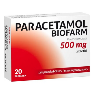 Paracetamol Biofarm 500 mg, 20 tabletek - zdjęcie produktu