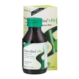 Immulina + D3, syrop dla dzieci, smak kiwi i limonka, 100 ml - zdjęcie produktu