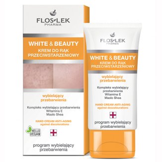 Flos-Lek Pharma White & Beauty, krem do rąk przeciwstarzeniowy, wybielający przebarwienia, 50 ml - zdjęcie produktu