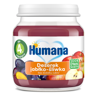 Humana 100% Organic, Deserek jabłko-śliwka, po 4 miesiącu, 125 g KRÓTKA DATA - zdjęcie produktu