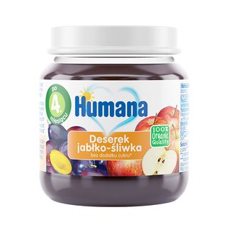 Humana 100% Organic, Deserek jabłko-śliwka, po 4 miesiącu, 125 g - zdjęcie produktu