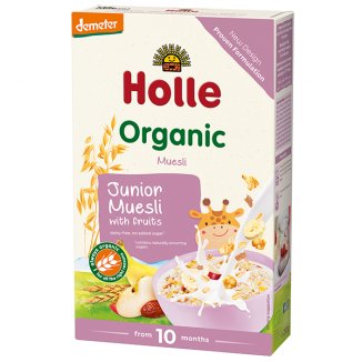 Holle Junior Muesli Kaszka wieloziarnista Bio z owocami, bezmleczna, po 10 miesiąca, 250 g USZKODZONE OPAKOWANIE - zdjęcie produktu