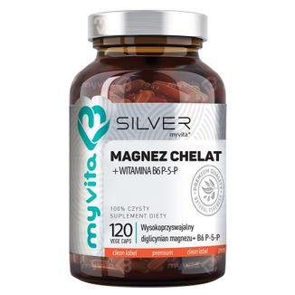 MyVita Silver Magnez Chelat + Witamina B6 P-5-P, 120 kapsułek - zdjęcie produktu
