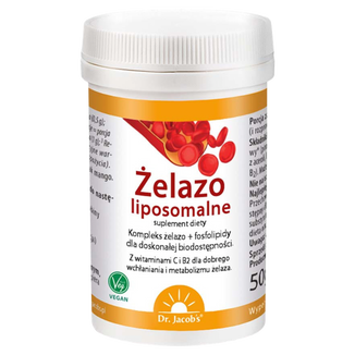 Dr. Jacob's Żelazo Liposomalne, proszek, smak mango, 50 g - zdjęcie produktu