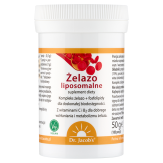 Dr. Jacob's Żelazo Liposomalne, proszek, smak mango, 50 g - zdjęcie produktu