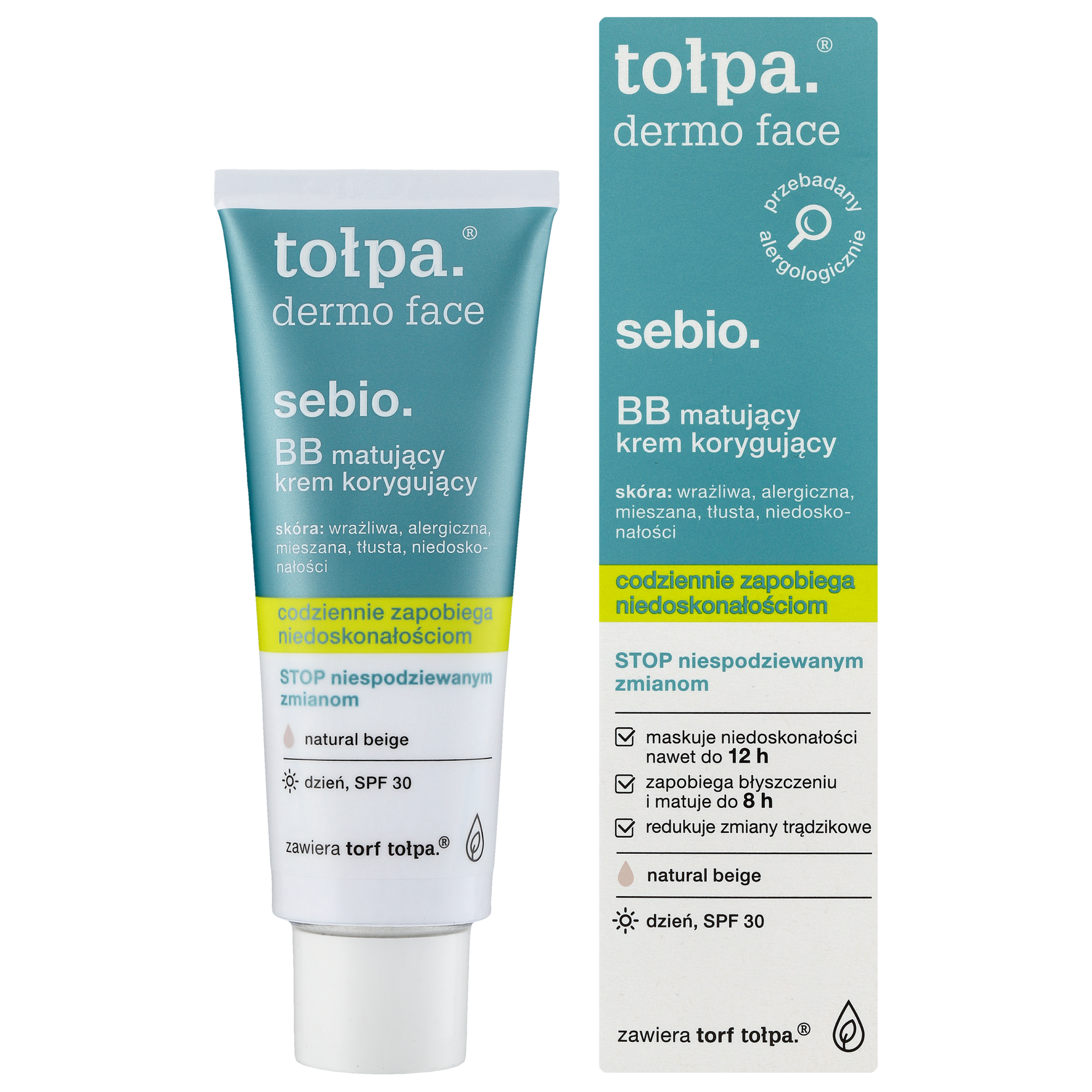 Tołpa Tołpa Dermo Face, Sebio, Creme korrigierend BB, Natural beige, SPF 30, 40 ml — Inhaltsstoffe und Bewertung