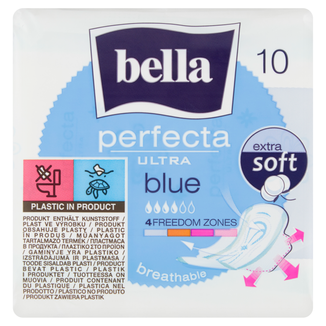 Bella Perfecta Ultra, podpaski higieniczne Extra Soft ze skrzydełkami, Blue, 10 sztuk - zdjęcie produktu