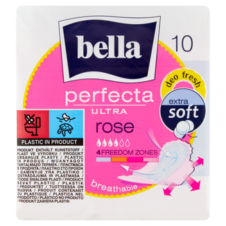 Bella Perfecta Ultra, podpaski higieniczne SilkyDrai ze skrzydełkami, deo fresh, Rose, 10 sztuk - zdjęcie produktu